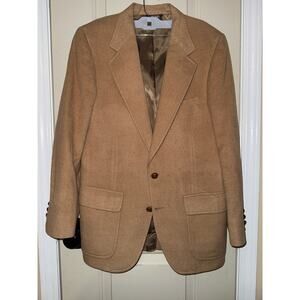 Vintage‎ Bill Blass 100% Camel Hair Blazer, Leather Buttons